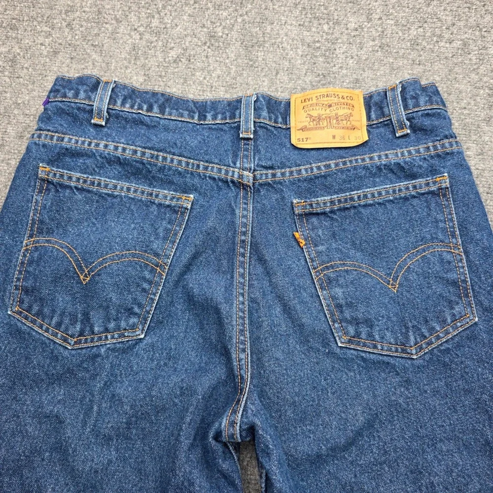 Vtg Levis 517 Orange Tab Jeans 36x30 Made in USA Aug 1996 Bootcut Denim 517-0215